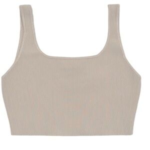 HOUSE OF HARLOW 1960 Beige Tan Ribbed Cropped Tank Top L
